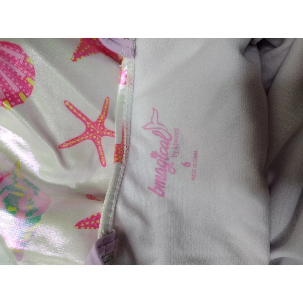 Bmagical Girls Iridescent Starfish Seashell One‎ Piece Swimsuit Size 6
